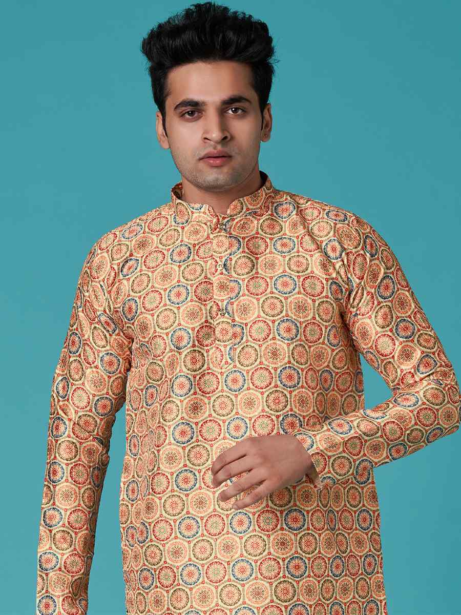 Multi Poly Silk Printed Festival Casual Kurta