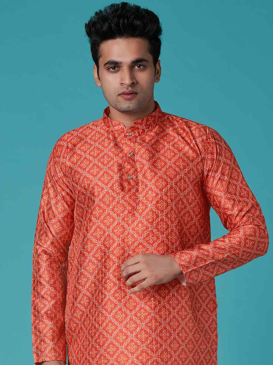 Multi Poly Silk Printed Festival Casual Kurta