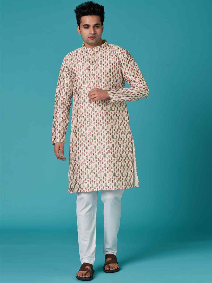 Multi Poly Silk Printed Festival Casual Kurta