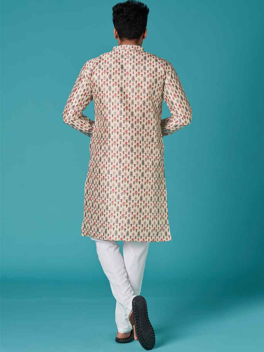 Multi Poly Silk Printed Festival Casual Kurta