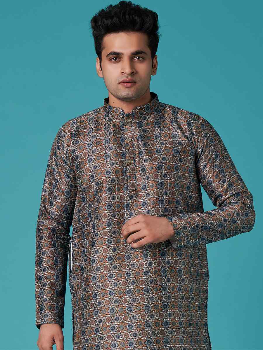 Multi Poly Silk Printed Festival Casual Kurta