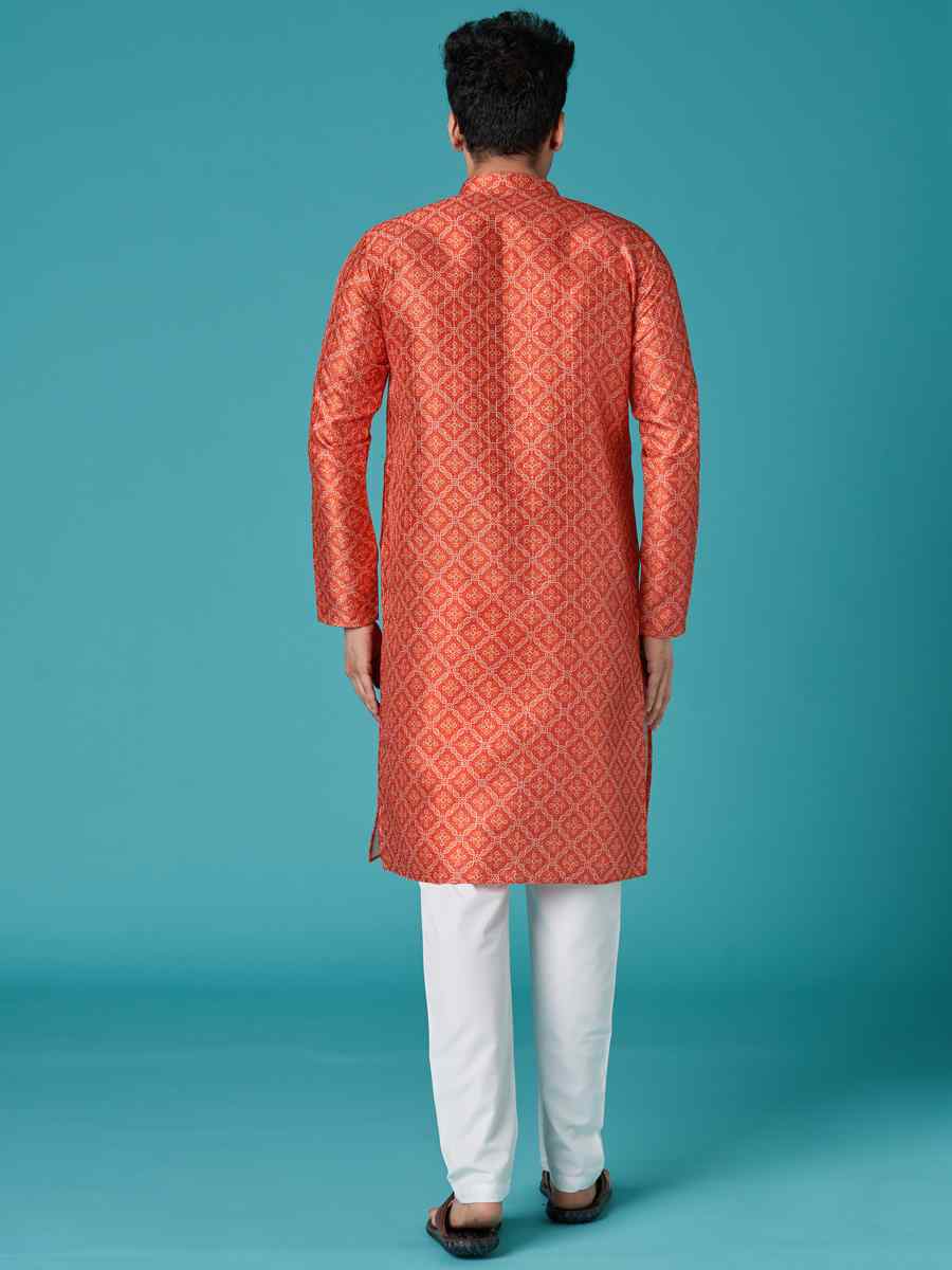 Multi Poly Silk Printed Festival Casual Kurta