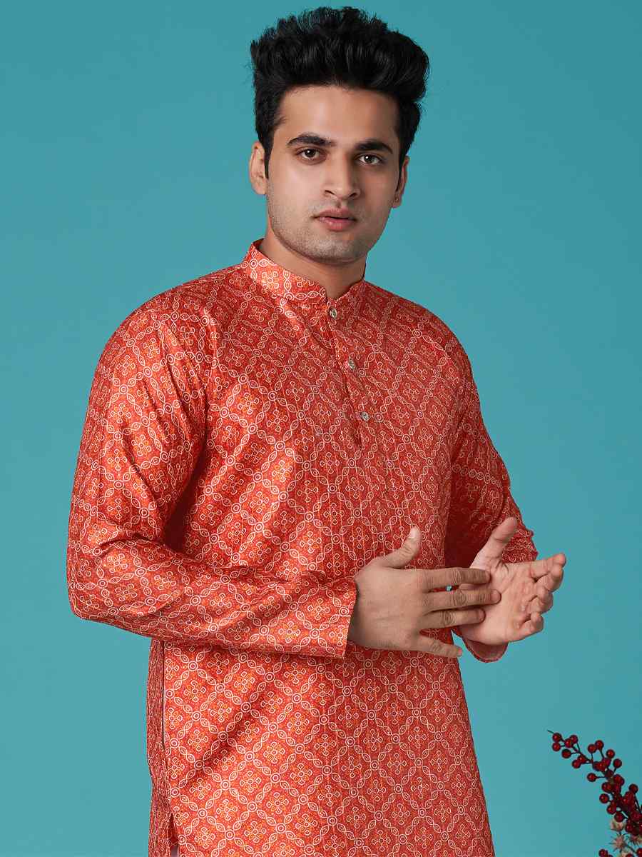 Multi Poly Silk Printed Festival Casual Kurta