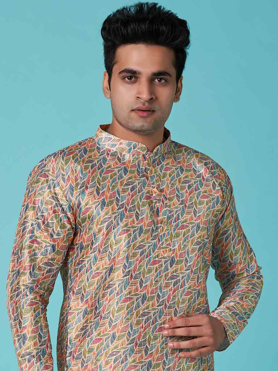 Multi Poly Silk Printed Festival Casual Kurta