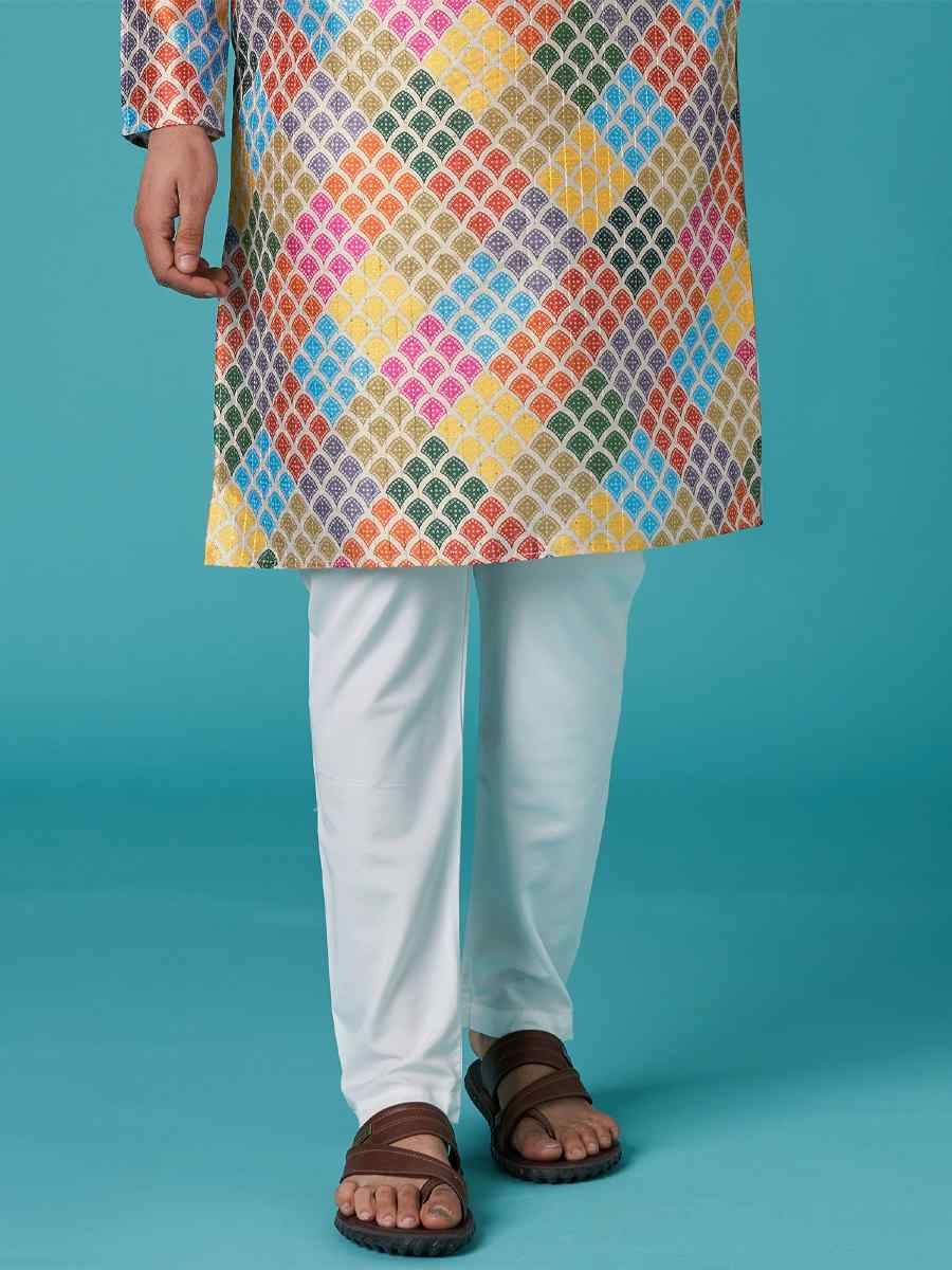 Multi Poly Silk Printed Festival Casual Kurta