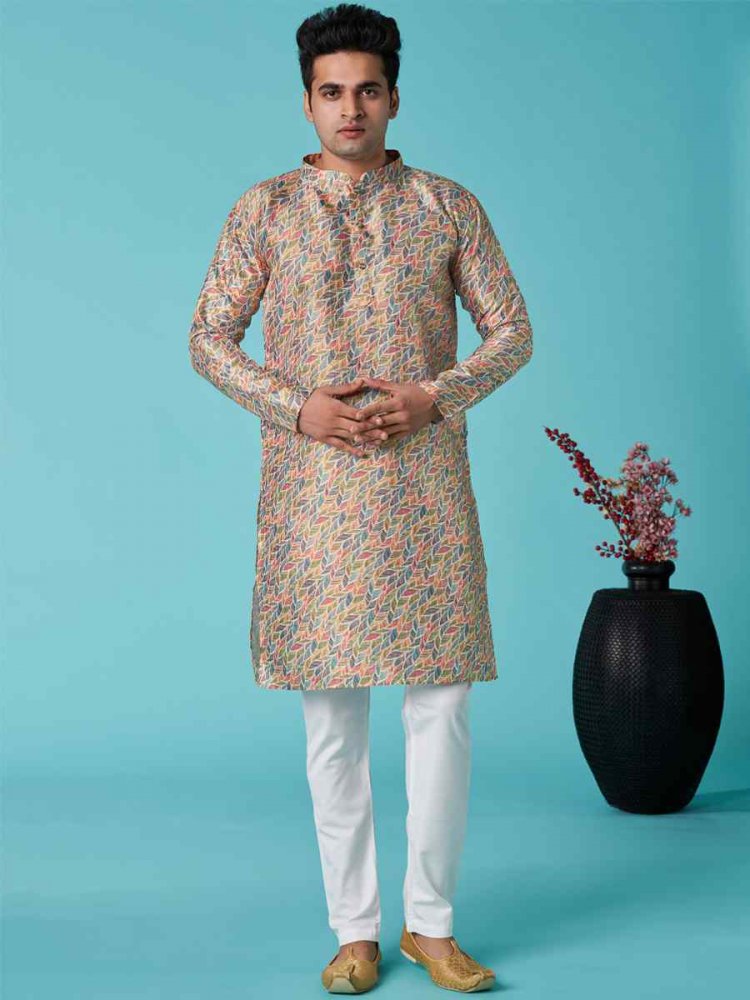 Multi Poly Silk Printed Festival Casual Kurta