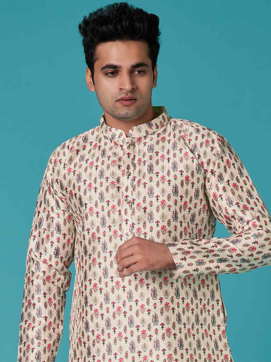Multi Poly Silk Printed Festival Casual Kurta