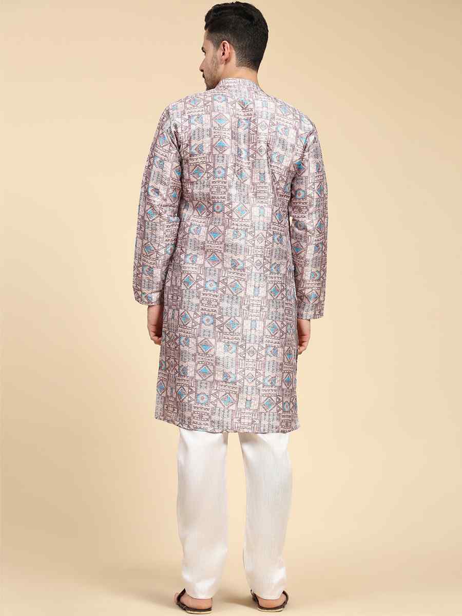 Multi Poly Silk Printed Festival Kurta