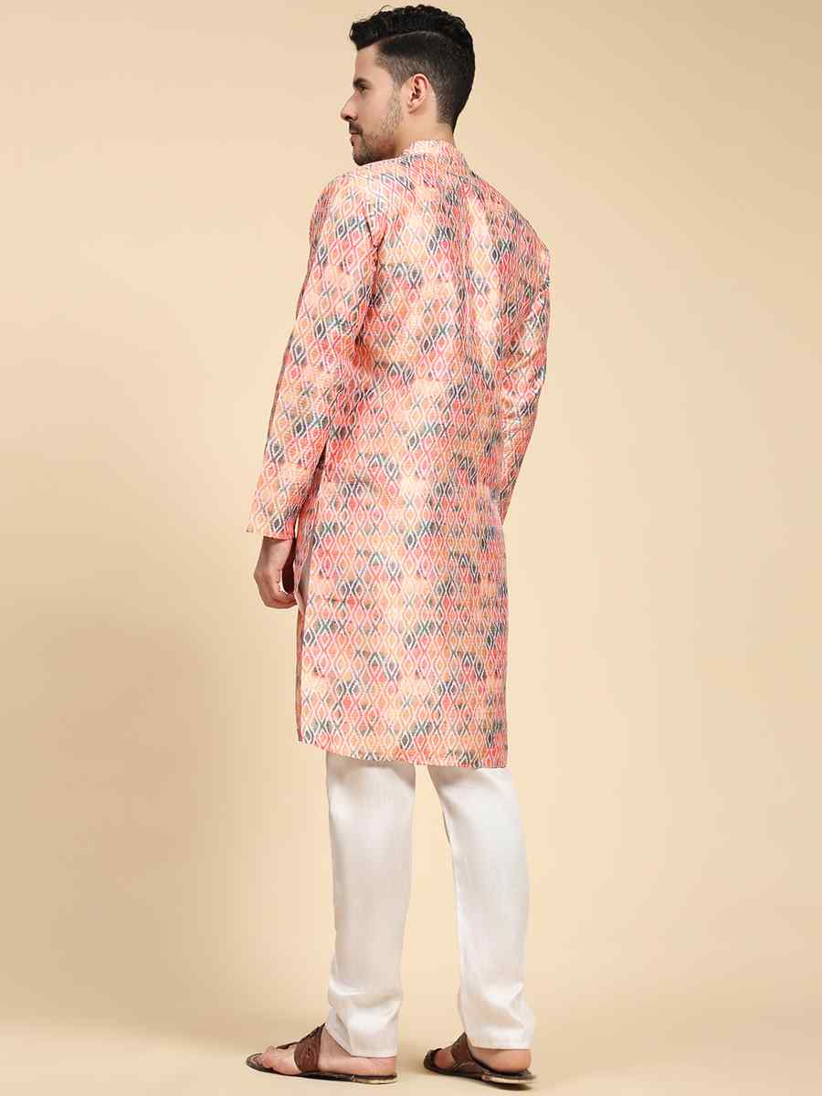 Multi Poly Silk Printed Festival Kurta