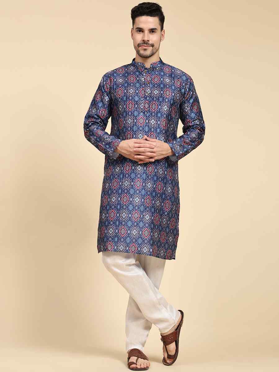 Multi Poly Silk Printed Festival Kurta