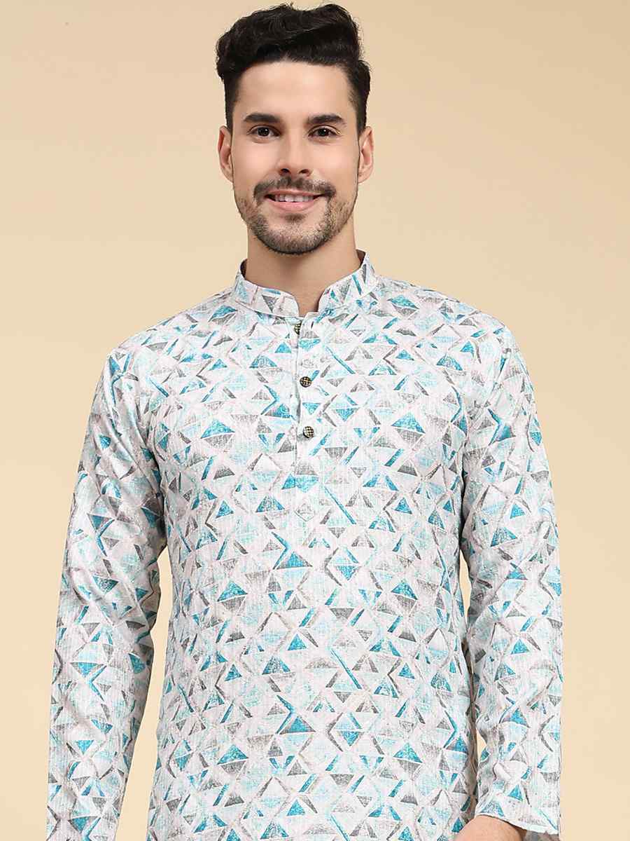 Multi Poly Silk Printed Festival Kurta