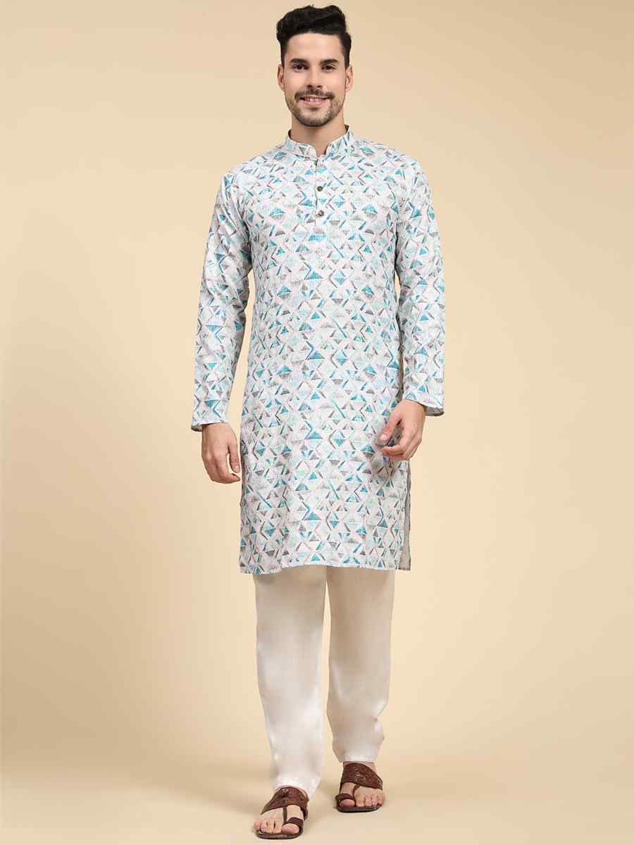 Multi Poly Silk Printed Festival Kurta