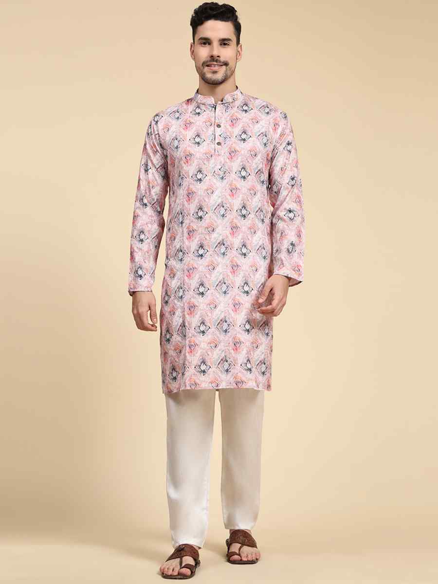 Multi Poly Silk Printed Festival Kurta