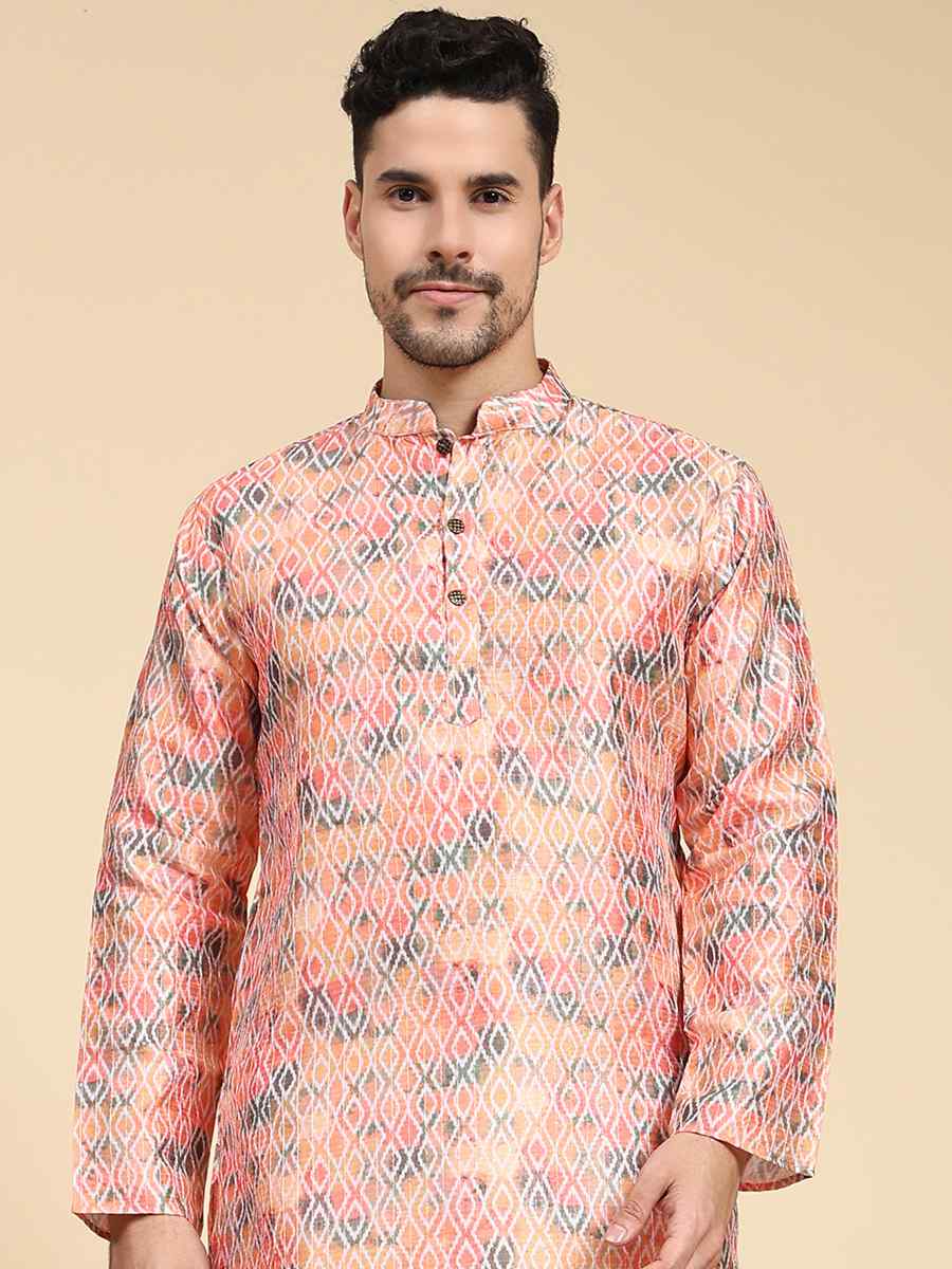 Multi Poly Silk Printed Festival Kurta