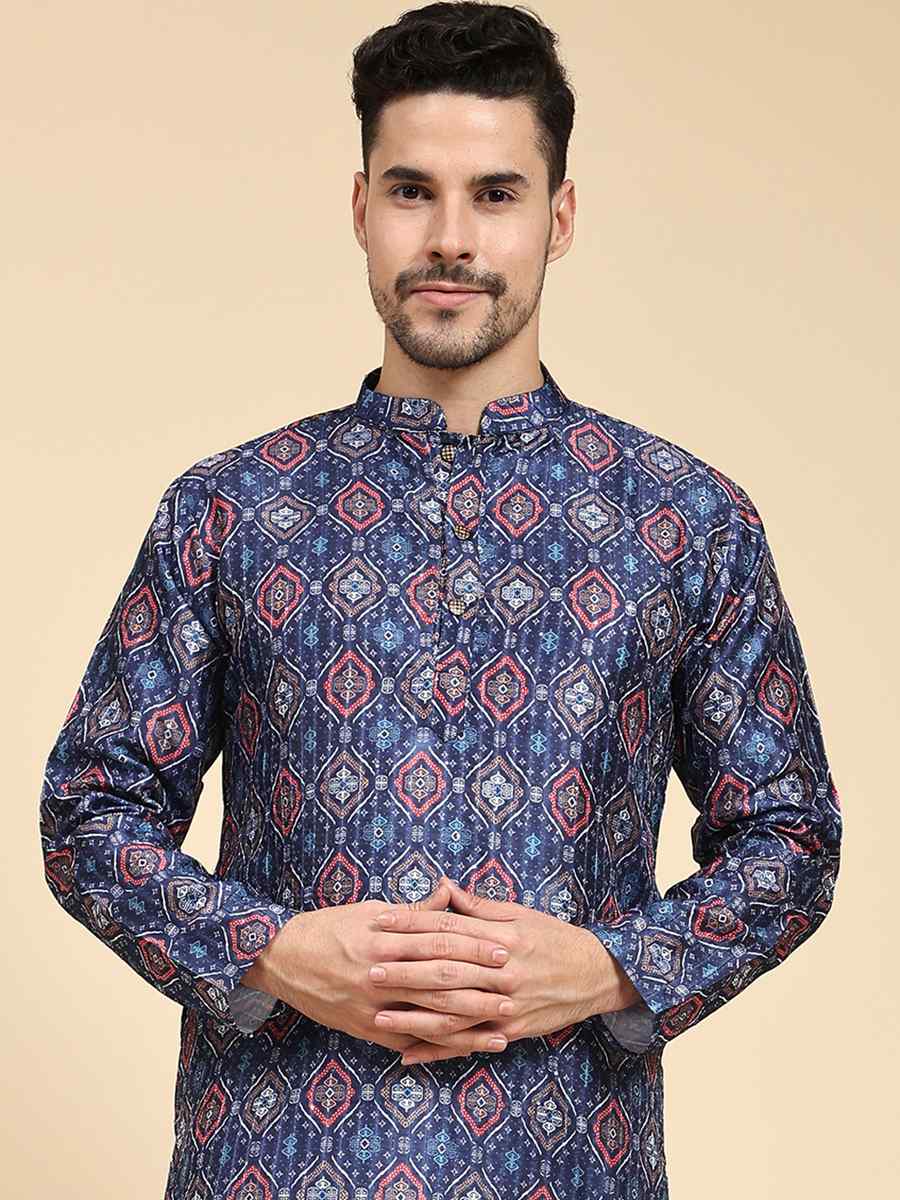 Multi Poly Silk Printed Festival Kurta