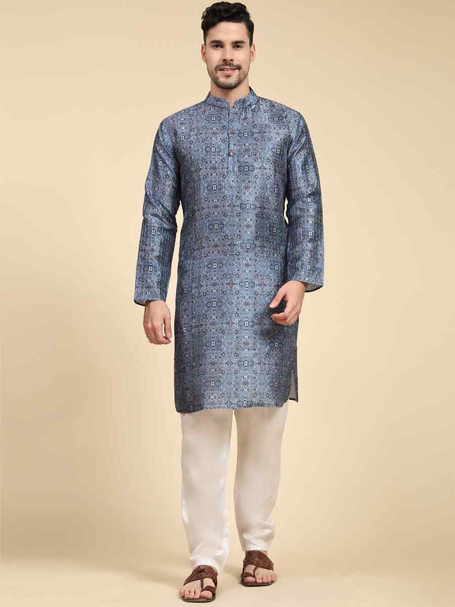 Multi Poly Silk Printed Festival Kurta