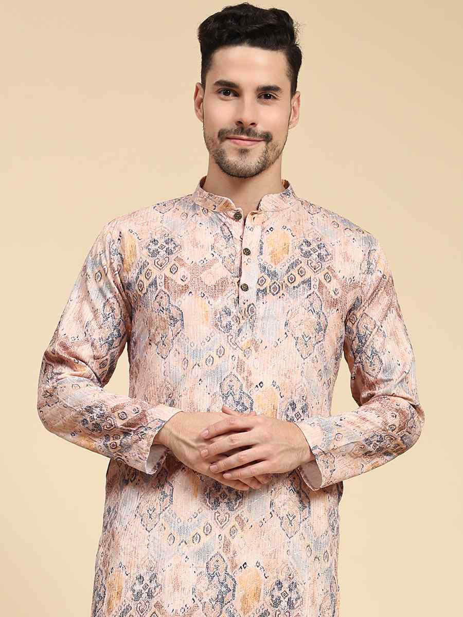 Multi Poly Silk Printed Festival Kurta