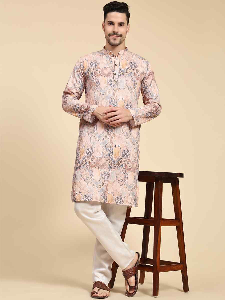 Multi Poly Silk Printed Festival Kurta