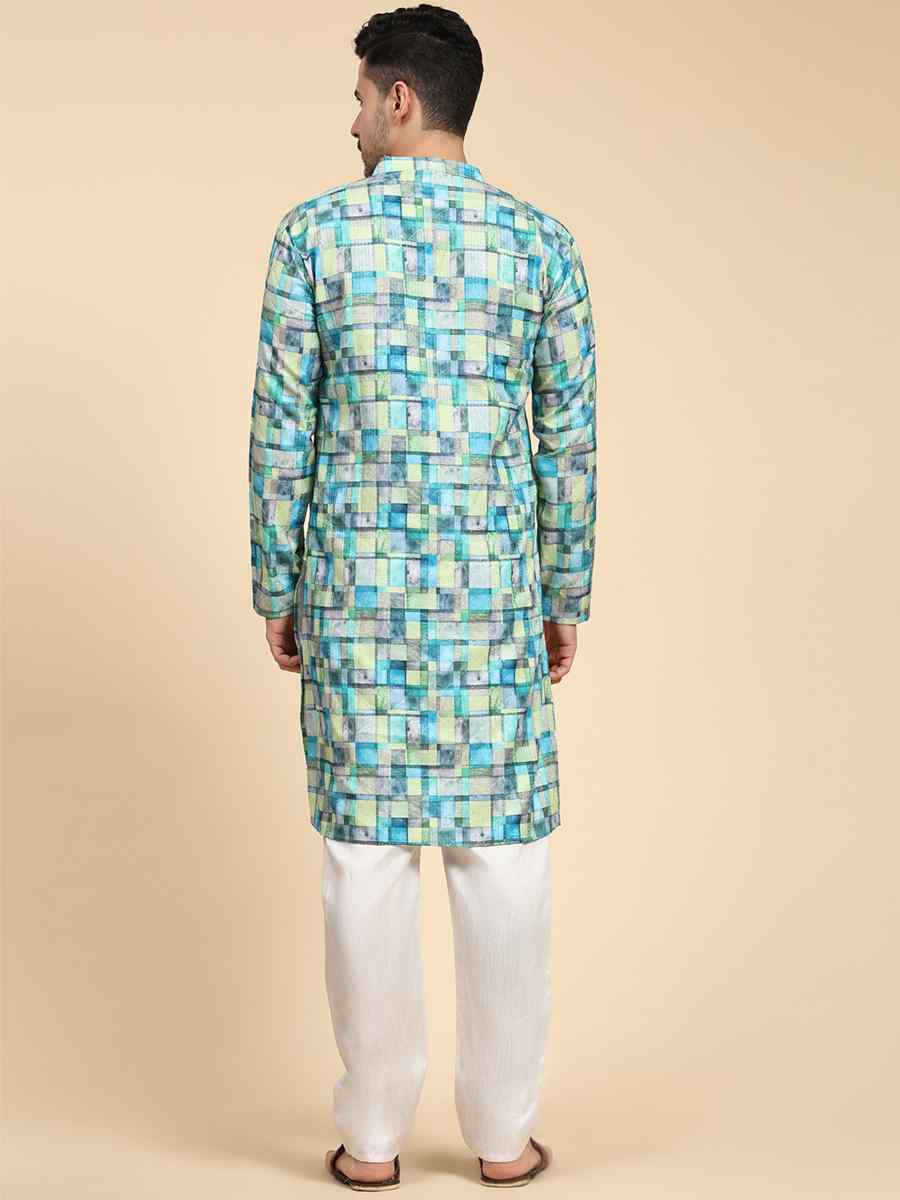 Multi Poly Silk Printed Festival Kurta