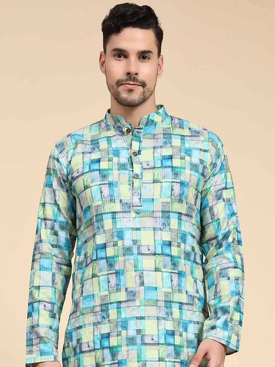 Multi Poly Silk Printed Festival Kurta