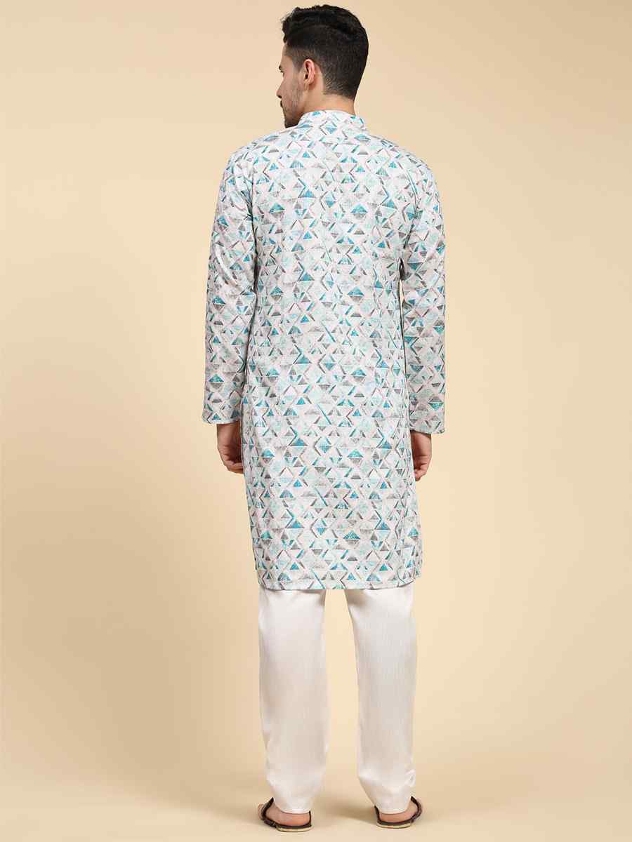 Multi Poly Silk Printed Festival Kurta