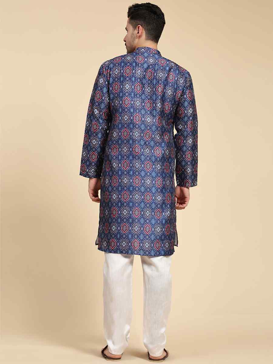 Multi Poly Silk Printed Festival Kurta