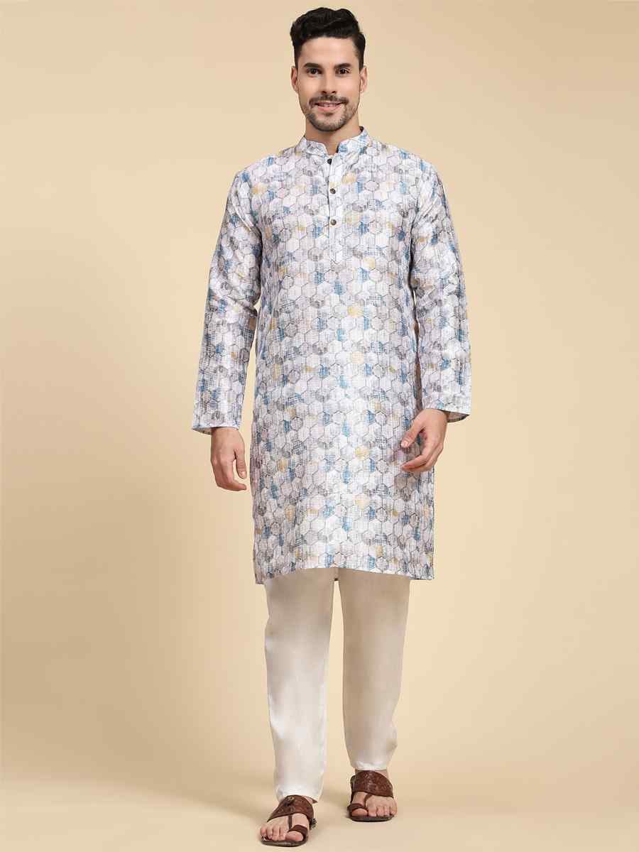 Multi Poly Silk Printed Festival Kurta