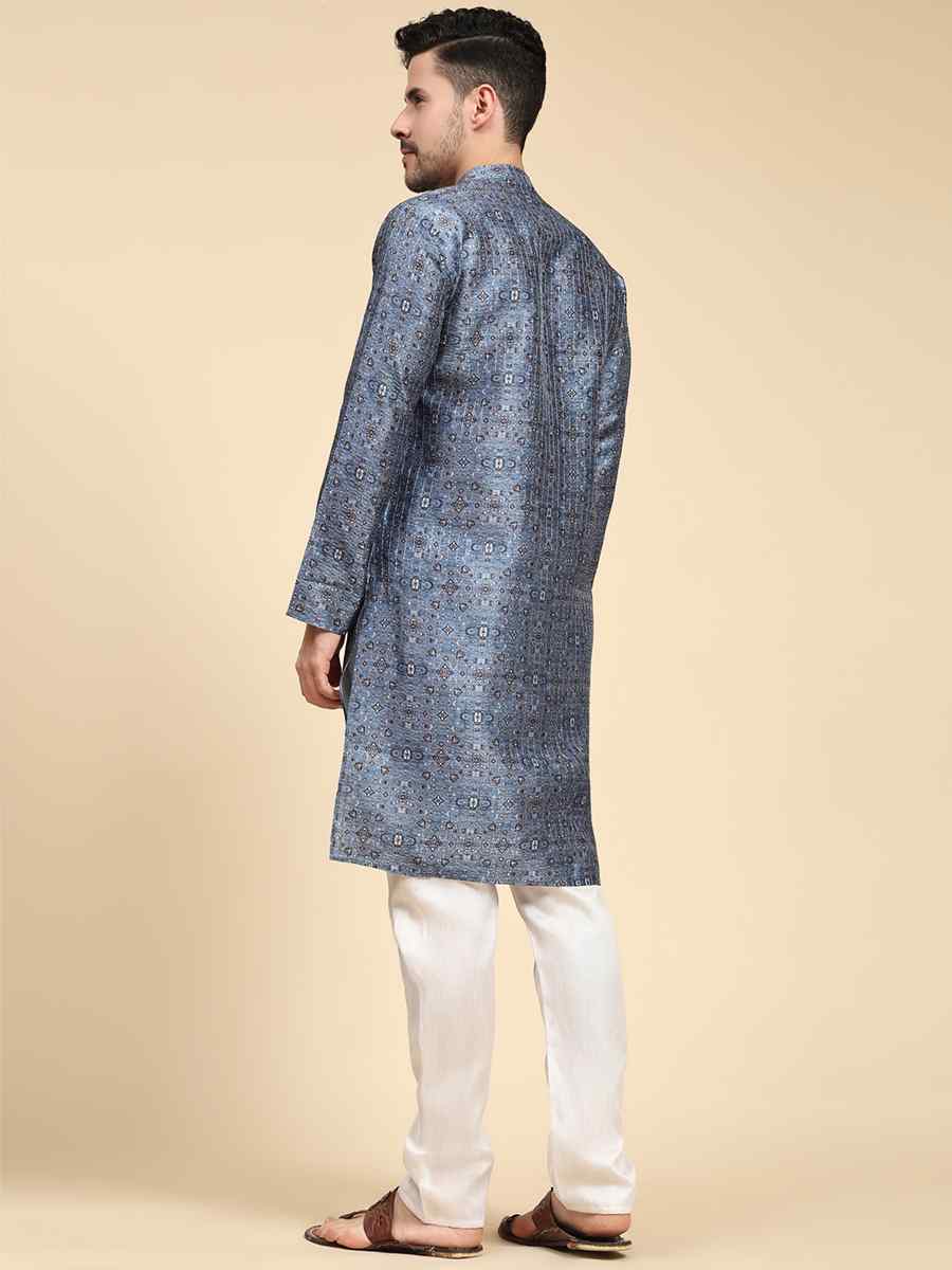 Multi Poly Silk Printed Festival Kurta