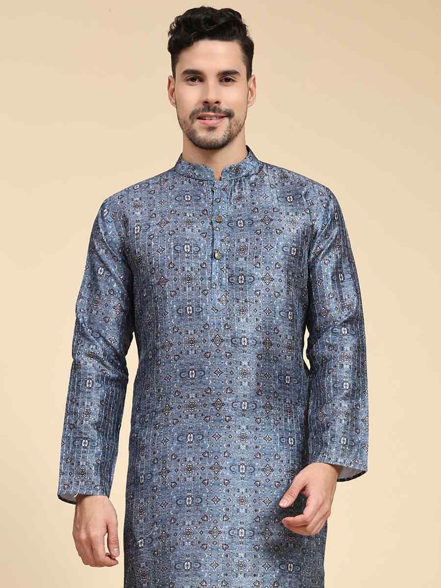 Multi Poly Silk Printed Festival Kurta