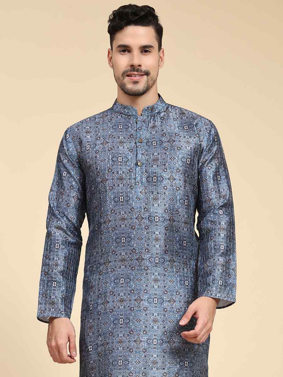 Multi Poly Silk Printed Festival Kurta