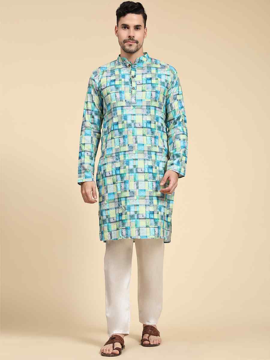 Multi Poly Silk Printed Festival Kurta