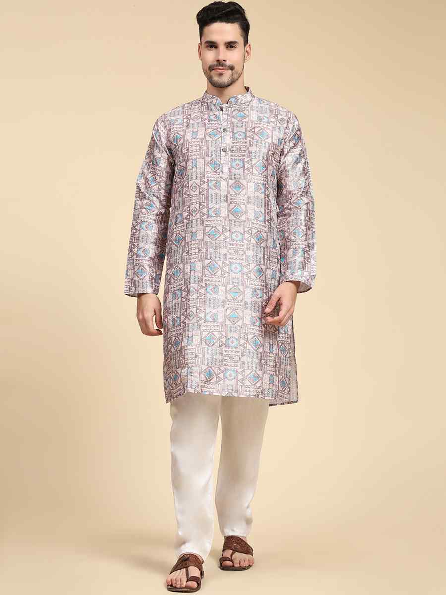 Multi Poly Silk Printed Festival Kurta