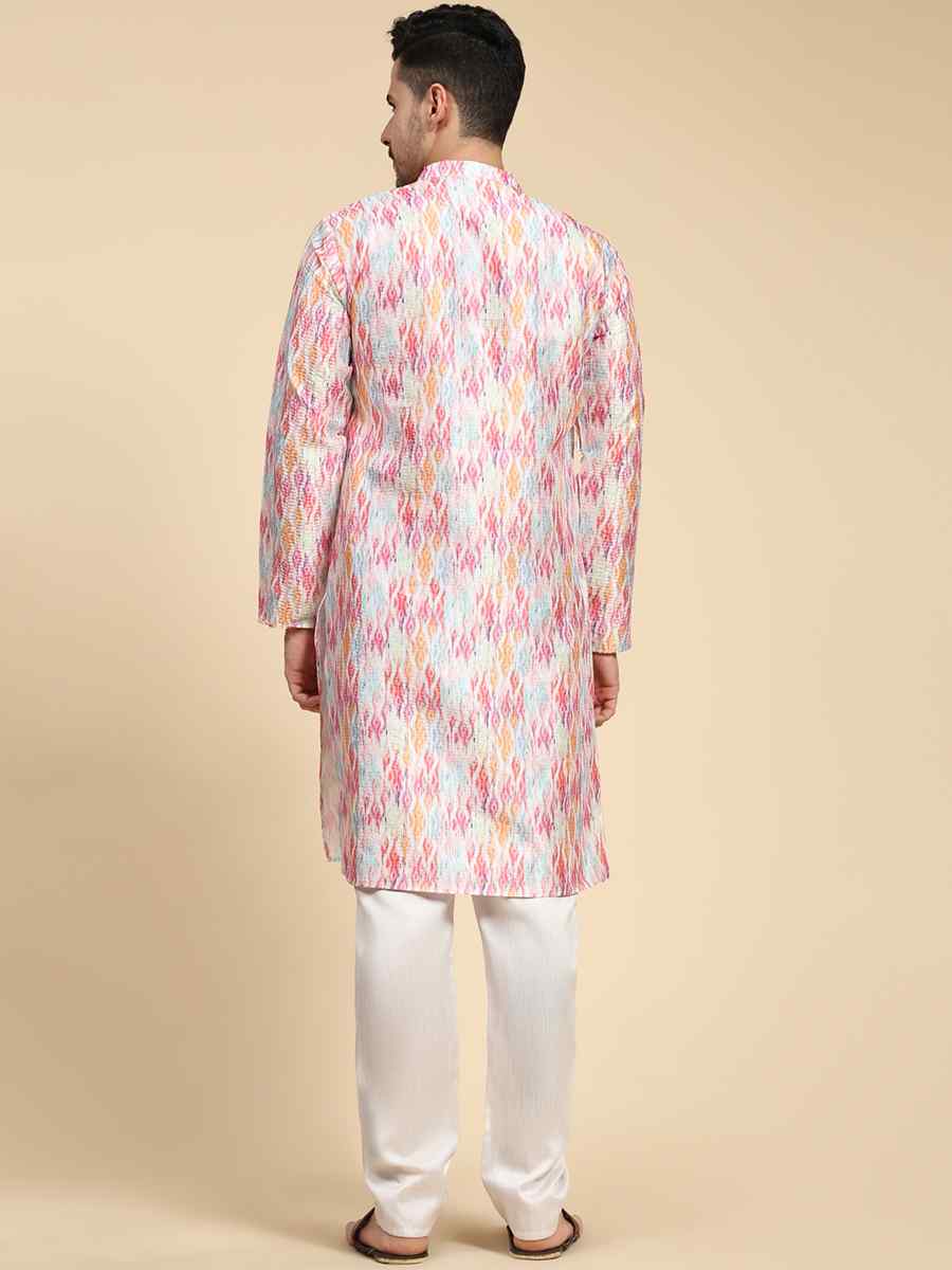 Multi Poly Silk Printed Festival Kurta