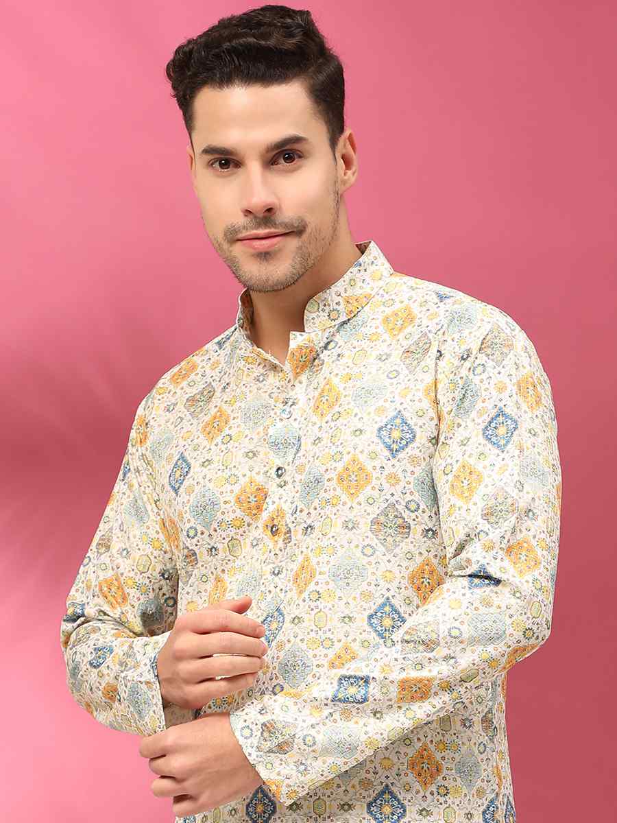 Multi Poly Silk Woven Festival Casual Kurta