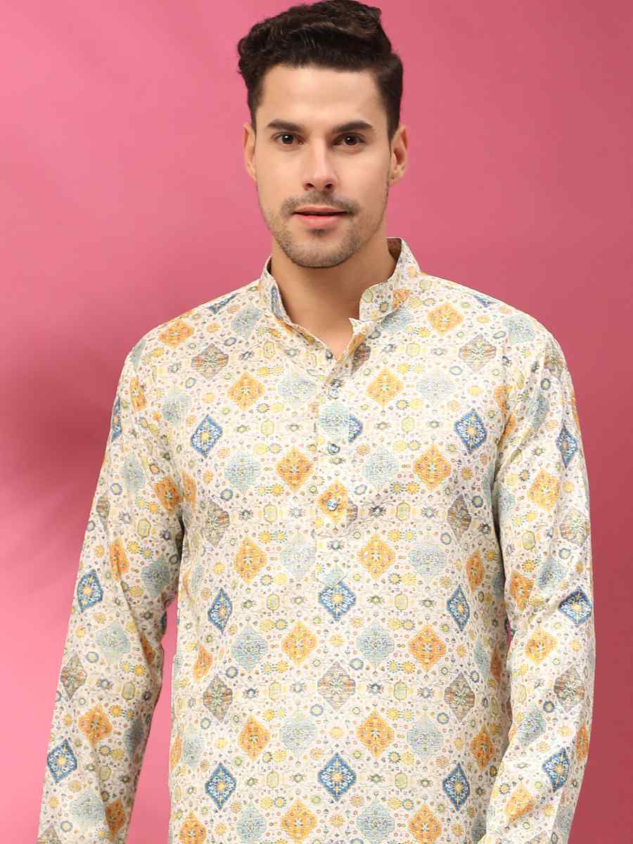 Multi Poly Silk Woven Festival Casual Kurta