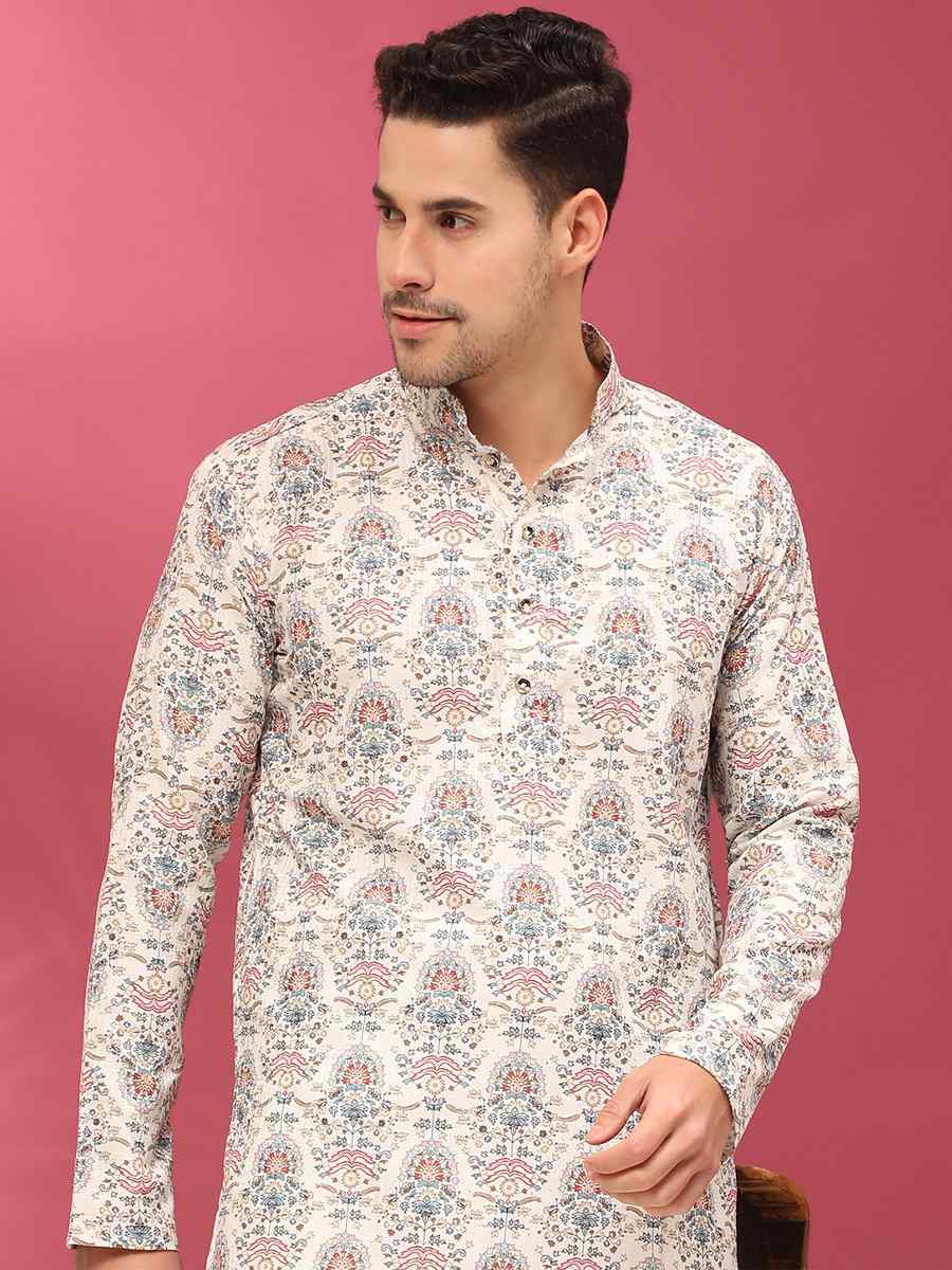 Multi Poly Silk Woven Festival Casual Kurta