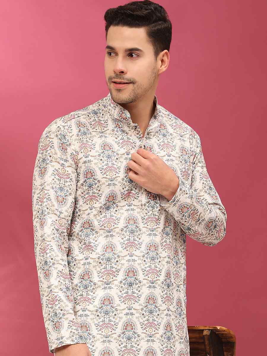 Multi Poly Silk Woven Festival Casual Kurta