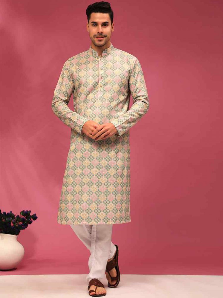 Multi Poly Silk Woven Festival Casual Kurta