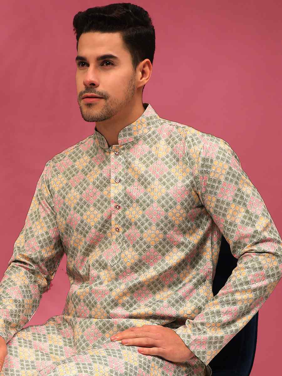 Multi Poly Silk Woven Festival Casual Kurta