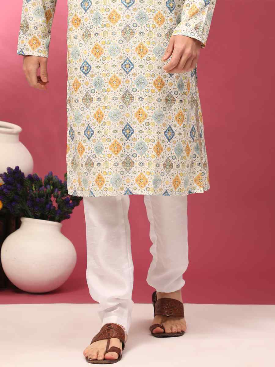 Multi Poly Silk Woven Festival Casual Kurta