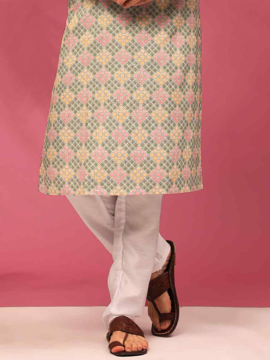 Multi Poly Silk Woven Festival Casual Kurta