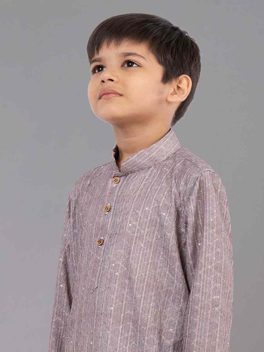 Multi Polyester Mono Embroidered Festival Traditional Kurta Pyjama Boys Wear