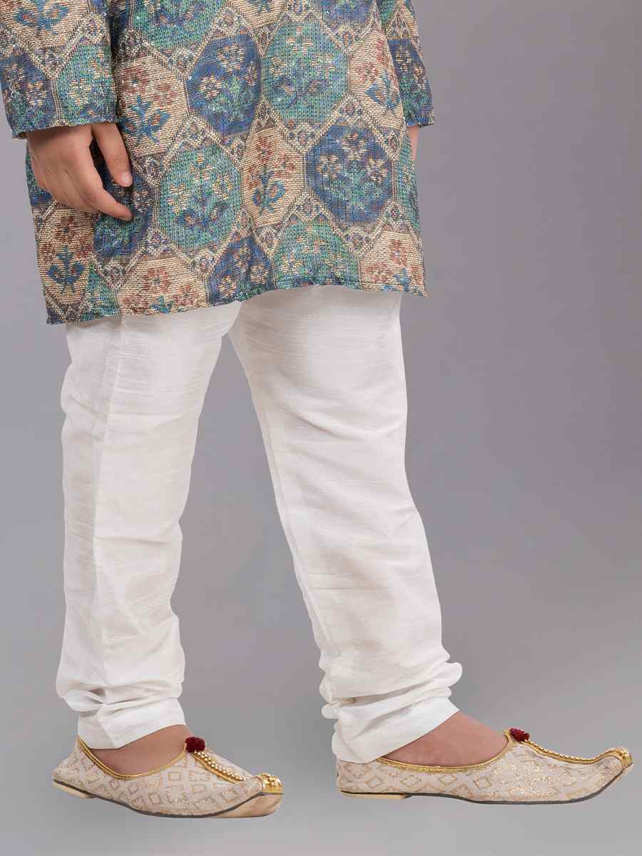 Multi Polyester Mono Embroidered Festival Traditional Kurta Pyjama Boys Wear