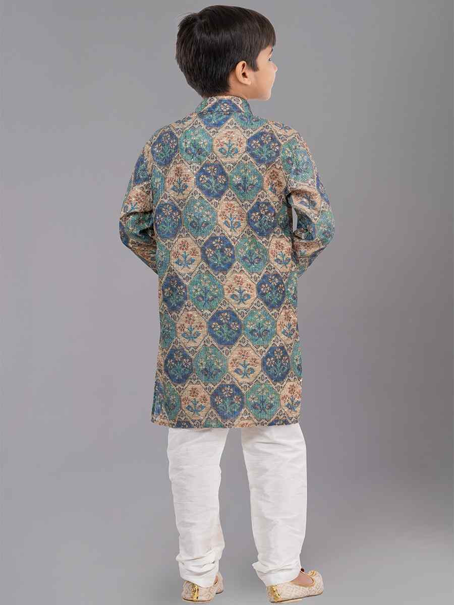 Multi Polyester Mono Embroidered Festival Traditional Kurta Pyjama Boys Wear