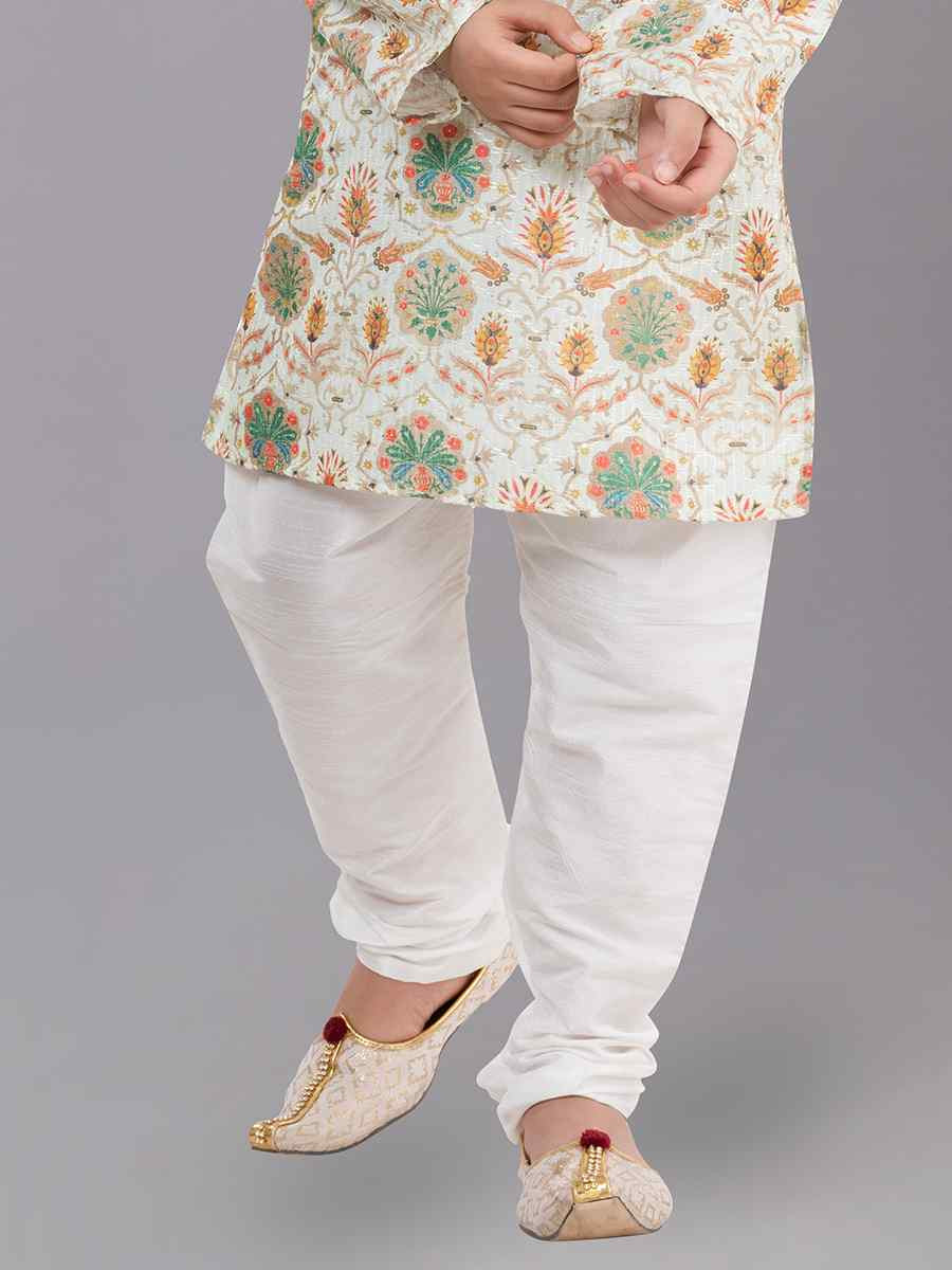 Multi Polyester Mono Embroidered Festival Traditional Kurta Pyjama Boys Wear