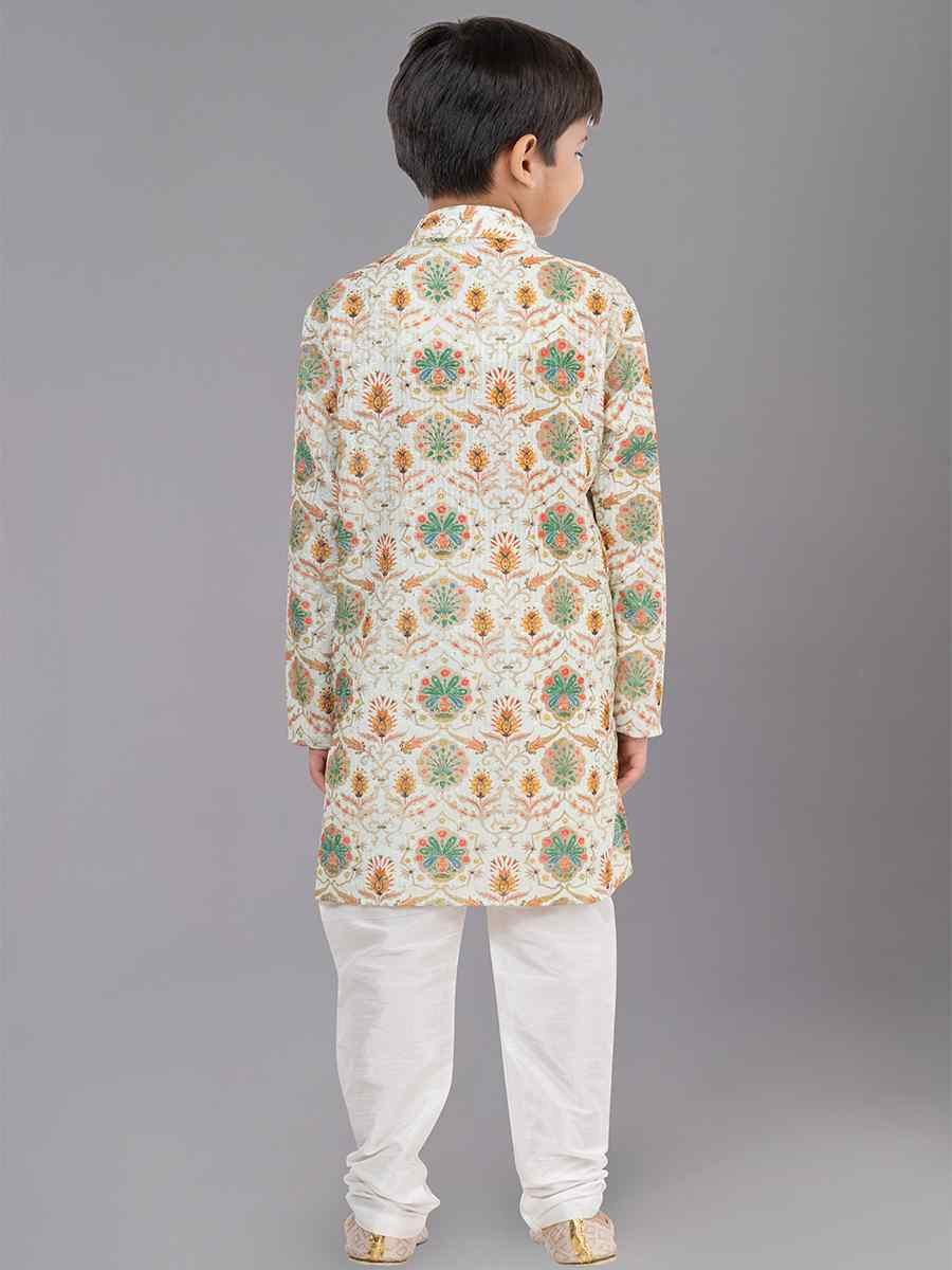 Multi Polyester Mono Embroidered Festival Traditional Kurta Pyjama Boys Wear