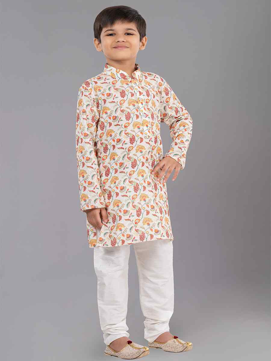 Multi Polyester Mono Embroidered Festival Traditional Kurta Pyjama Boys Wear