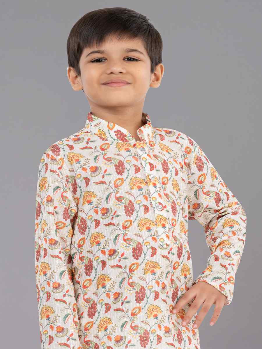 Multi Polyester Mono Embroidered Festival Traditional Kurta Pyjama Boys Wear