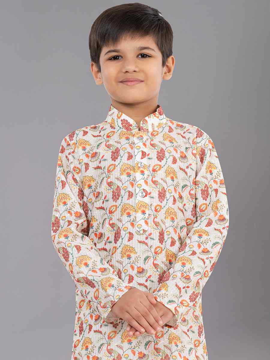 Multi Polyester Mono Embroidered Festival Traditional Kurta Pyjama Boys Wear