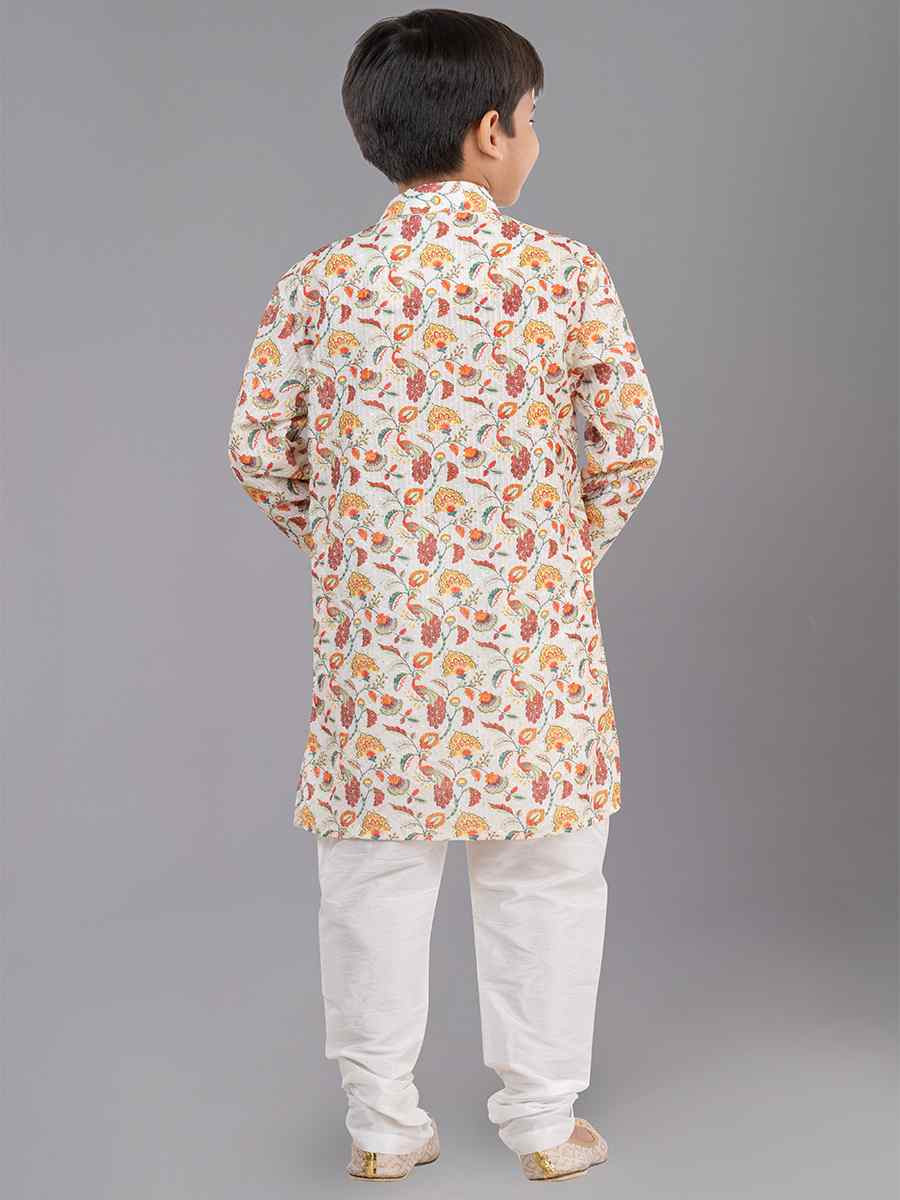 Multi Polyester Mono Embroidered Festival Traditional Kurta Pyjama Boys Wear
